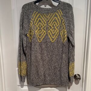 Maurices Gray and Yellow Geometric Sweater
